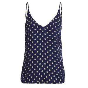 L'AGENCE Gabriella Printed Silk Camisole‎ Sz Small Navy Blue Gold Sleeveless Top